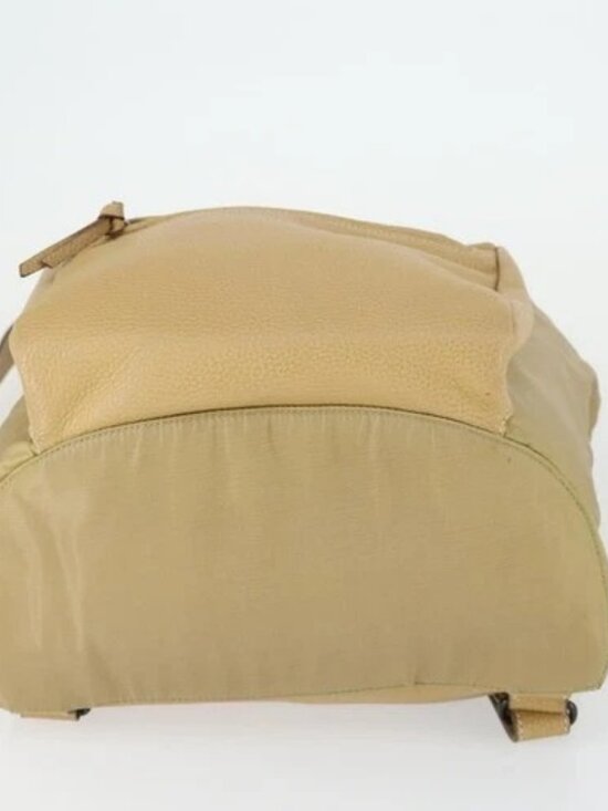 PRADA Backpack Nylon Leather Beige Silver Auth 164518 main image 10